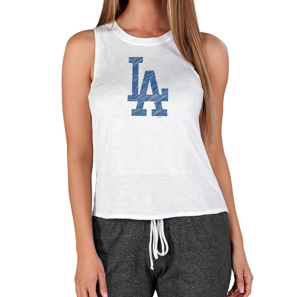 Women's Los Angeles Dodgers Concepts Sport White Gable Knit Tank